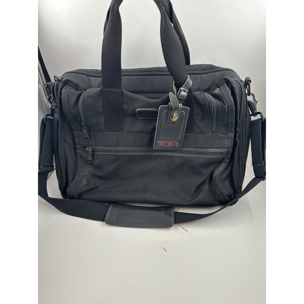 TUMI men's Black Briefcase Laptop Bag Nylon